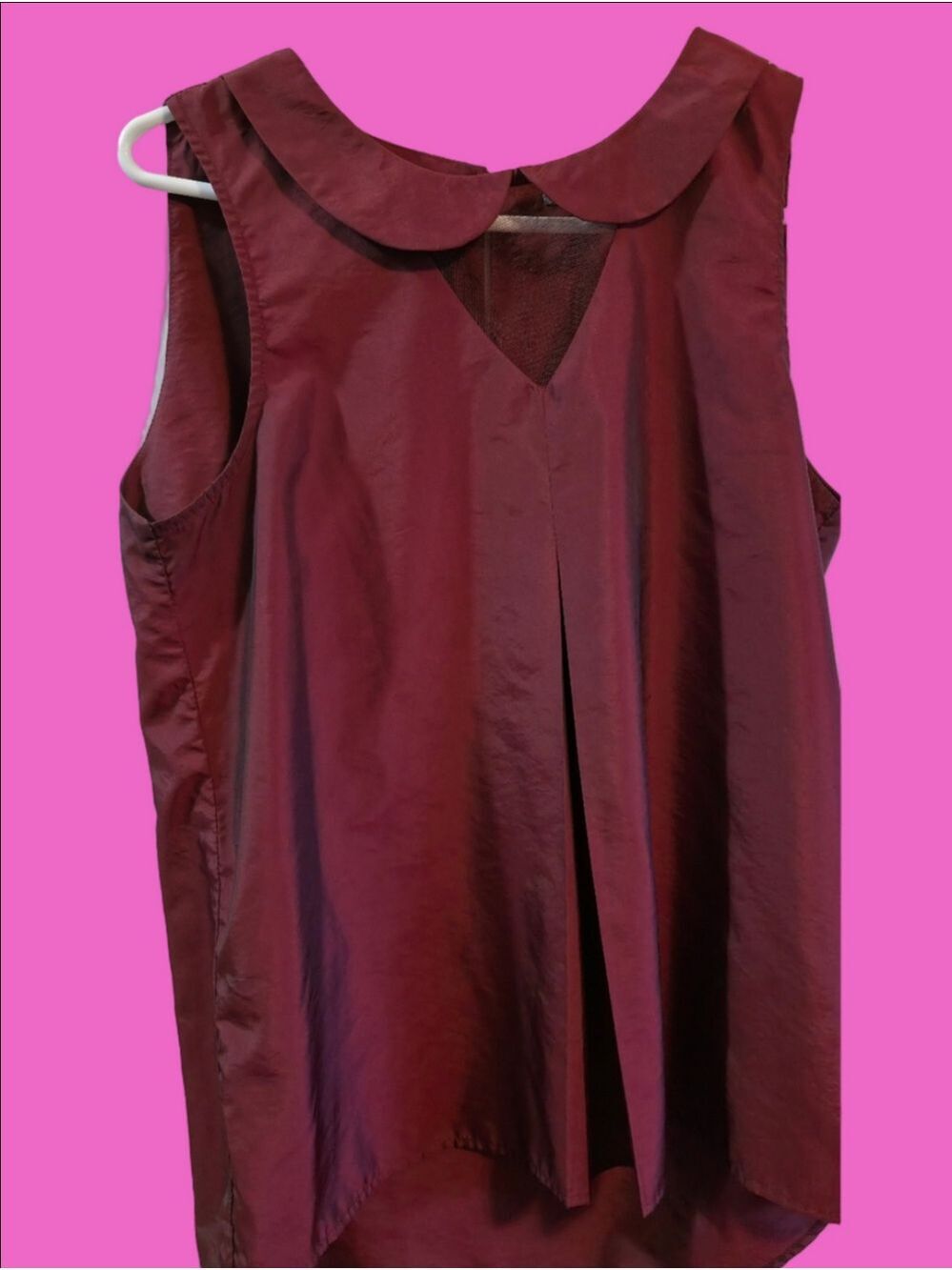 4/$67 Deal! Beautiful Sleeveless Peter Pan Collar Blouse in Burgundy